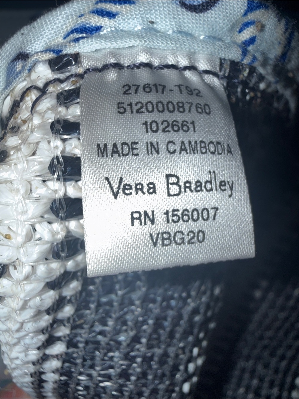 Vera Bradley Straw Beach Tote Bag Anchors Aweigh Navy Stripes NWT - Picture 11 of 13